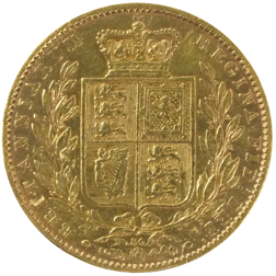 Pre-Owned 1864 London Mint DN.54 Victorian 'Shield' Full Sovereign Gold Coin