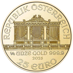 2025 Austrian Philharmonic 1/4oz Gold Coin