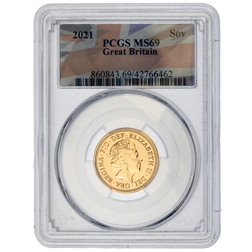Pre-Owned 2021 UK Full Sovereign Gold Coin - PCGS Graded MS69 - 860843.69/42766462