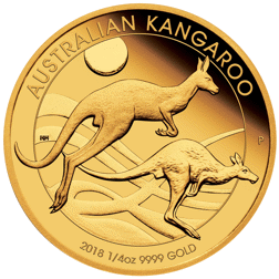Pre-Owned 2018 Australian Kangaroo 1/4oz Proof Gold Coin