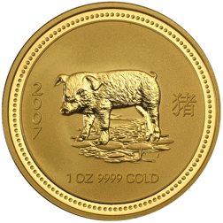 Pre-Owned 2007 Australian Lunar Pig 1oz Gold Coin