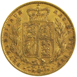 Pre-Owned 1869 London Mint DN.3 Victorian 'Shield' Full Sovereign Gold Coin
