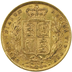 Pre-Owned 1872 London Mint DN.15 Victorian 'Shield' Full Sovereign Gold Coin