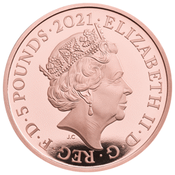 Pre-Owned 2021 UK 95th Birthday of Queen Elizabeth II £5 Proof Gold Coin in Stamp Cover