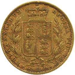 Pre-Owned 1870 London Mint DN.89 Victoria Young Head 'Shield' Full Sovereign Gold Coin