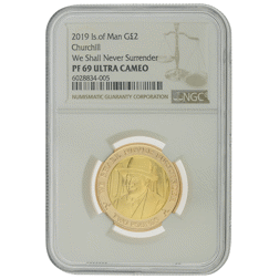 Pre-Owned 2019 Isle of Man Winston Churchill £2 Proof Gold Coin - NGC Graded PF69 - 6028834-005