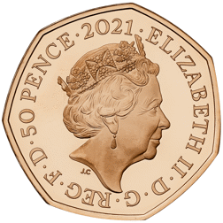 Pre-Owned 2021 UK Decimal Day 50th Anniversary 50p Piedfort Proof Gold Coin