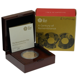 Pre-Owned 2019 UK Remembrance Day £5 Proof Gold Coin
