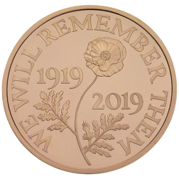Pre-Owned 2019 UK Remembrance Day £5 Proof Gold Coin