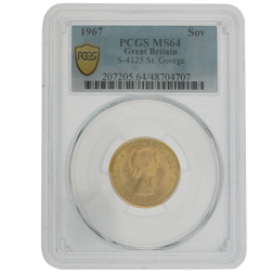 Pre-Owned 1967 UK Elizabeth II Full Sovereign Gold Coin - PCGS Graded MS64 - 207205.64/48704707