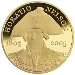 Pre-Owned 2005 UK Horatio Nelson £5 Proof Design Gold Coin