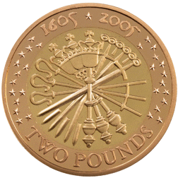 Pre-Owned 2005 400th Anniversary of the Gunpowder Plot £2 Proof Design Gold Coin