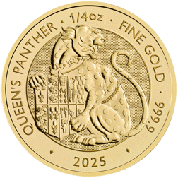 2025 UK Tudor Beasts Queen's Panther 1/4oz Gold Coin