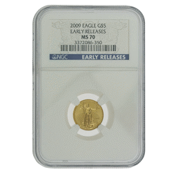 Pre-Owned 2009 USA Eagle 1/10oz Gold Coin - NGC Graded MS70 - 3372086-350