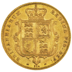 Pre-Owned 1872 London Mint DN.314 Victoria Young Head 'Shield' Half Sovereign Gold Coin