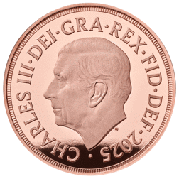 Pre-Owned UK 2025 Shield Design Full Sovereign Proof Gold Coin