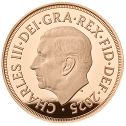 Pre-Owned UK 2025 Shield Design Full Sovereign Proof Gold Coin