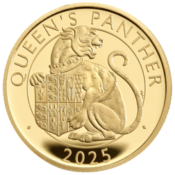 Pre-Owned 2025 UK Tudor Beasts Queen's Panther 1/4oz Proof Gold Coin