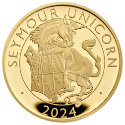 Pre-Owned 2024 UK Tudor Beasts Seymour Unicorn 1/4oz Proof Design Gold Coin