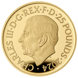 Pre-Owned 2024 UK Tudor Beasts Seymour Unicorn 1/4oz Proof Design Gold Coin