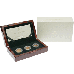 Pre-Owned 2022 UK Elizabeth II Memorial Sovereign Proof Gold 3-Coin Set
