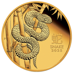 Pre-Owned 2025 Australian Lunar Snake 1/10oz Gold Coin