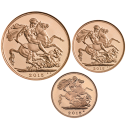 Pre-Owned 2015 UK Premium Sovereign Proof Gold 3-Coin Set