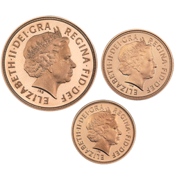 Pre-Owned 2015 UK Premium Sovereign Proof Gold 3-Coin Set