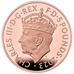 Pre-Owned 2023 UK Coronation of King Charles III £5 Proof Gold Coin
