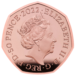 Pre-Owned 2022 UK 50 Years of Pride 50p Proof Gold Coin