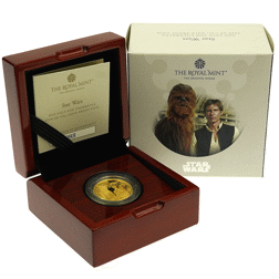 Pre-Owned 2024 UK Star Wars ‘Han Solo and Chewbacca’ 1/4oz Proof Gold Coin