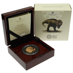 Pre-Owned 2024 UK Dinosaurs: Iconic Specimens ‘Tyrannosaurus’ 50p Proof Gold Coin