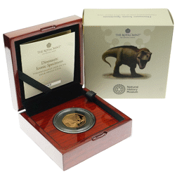 Pre-Owned 2024 UK Dinosaurs: Iconic Specimens ‘Tyrannosaurus’ 50p Proof Gold Coin