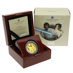 Pre-Owned 2023 UK Star Wars ‘Luke and Leia’ 1/4oz Proof Gold Coin