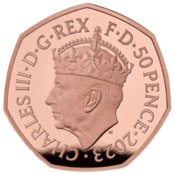 Pre-Owned 2023 UK Coronation of King Charles III 50p Proof Gold Coin