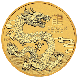 Pre-Owned 2024 Australian Lunar Dragon 1/20oz Gold Coin