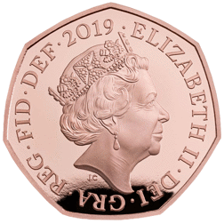 Pre-Owned 2019 UK Sherlock Holmes 50p Proof Gold Coin