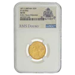Pre-Owned 1871 UK Queen Victoria Young Head RMS Douro Full Sovereign Gold Coin - NGC Graded AU55 - 4
