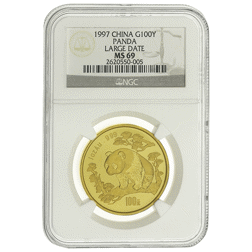 Pre-Owned 1997 Chinese Panda 'Large Date' 1oz Gold Coin - NGC Graded MS69 - 2620550-005