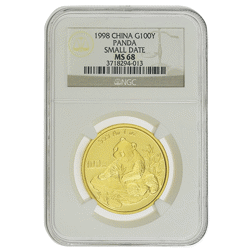Pre-Owned 1998 Chinese Panda 'Small Date' 1oz Gold Coin - NGC Graded MS68 - 3718294-013