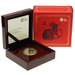 Pre-Owned 2020 UK Lunar Rat 1oz Proof Gold Coin