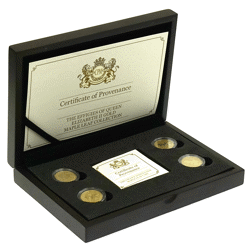 Pre-Owned Canadian Maple Elizabeth II Portrait 1/4oz Proof Gold 4-Coin Collection