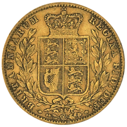 Pre-Owned 1866 London Mint DN.35 Victorian 'Shield' Full Sovereign Gold Coin
