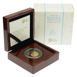 Pre-Owned 2020 UK Beatrix Potter Peter Rabbit 50p Proof Gold Coin - Damaged Box