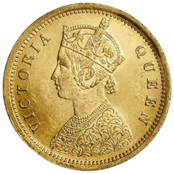 Pre-Owned India 1862 Queen Victoria One Mohur Gold Coin