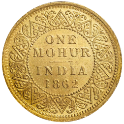 Pre-Owned India 1862 Queen Victoria One Mohur Gold Coin