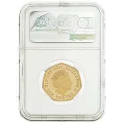 Pre-Owned 2019 UK D-Day 50p Piedfort Proof Gold Coin - NGC Graded PF70 - 6135508-015