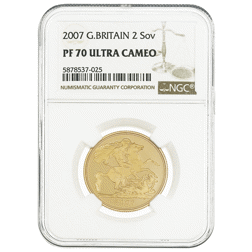 Pre-Owned 2007 UK Double Sovereign Proof Gold Coin - NGC Graded PF70 - 5878537-025