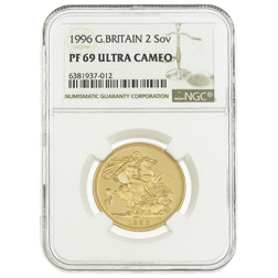 Pre-Owned 1996 UK Double Sovereign Proof Gold Coin - NGC Graded PF69 - 6381937-012