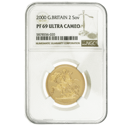 Pre-Owned 2000 UK Double Sovereign Proof Gold Coin - NGC Graded PF69 - 5878556-020